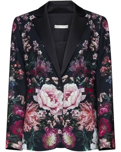 Alice + Olivia Breann Floral Print Blazer - Black