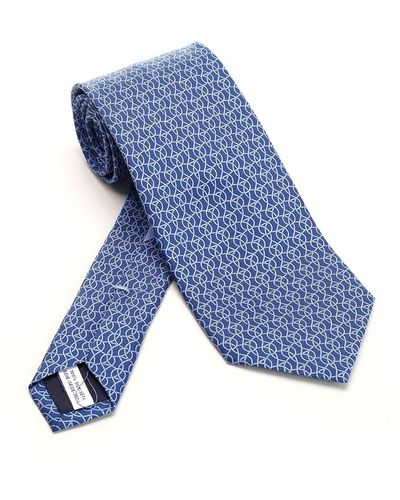 Ferragamo Men's 4-Riga Gancio Jacquard Silk Tie F.Grigio