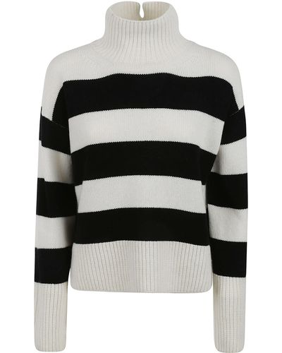 Dondup High-Neck Stripe Knit Sweater - Black
