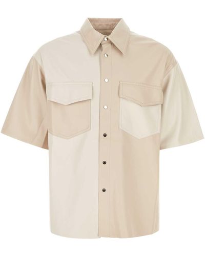 Nanushka Two-Tone Synthetic Leather Shirt - White
