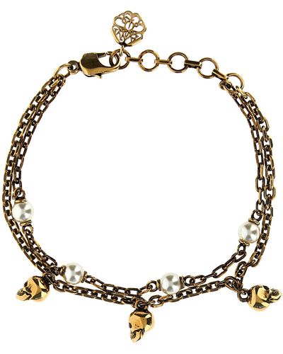 Alexander McQueen Skull Pearl Bracelet - Metallic