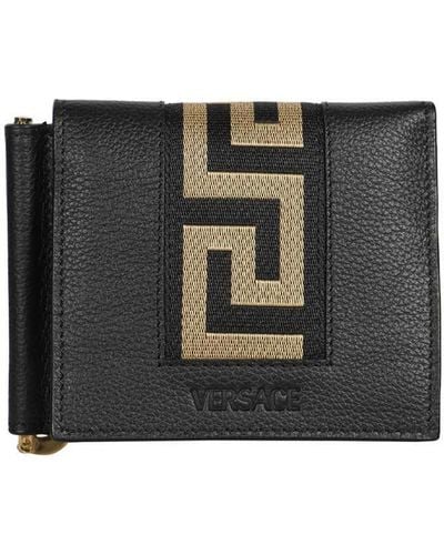 Versace Leather Flap-Over Wallet - Black