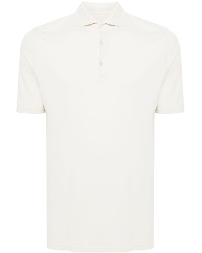 Fedeli Cream Cotton Polo Shirt - White