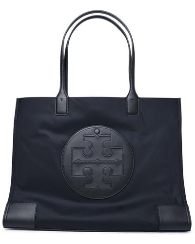Tory Burch Ella Small Black Recycled Nylon Shopping Bag - Blue