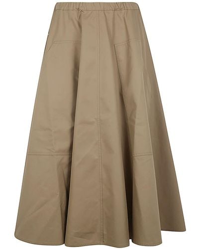 Sofie D'Hoore Wide Midi Skirt With Big Patched Pockets - Natural