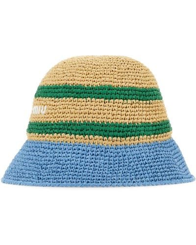 Miu Miu Raffia Bucket Hat - Green