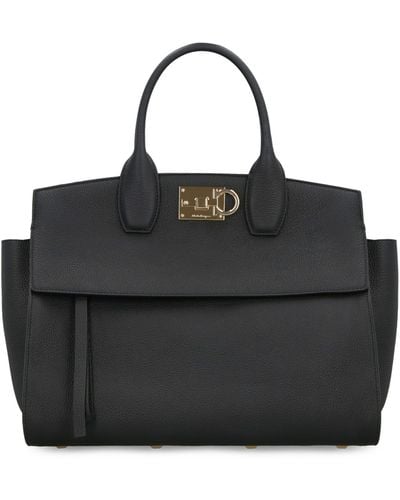 Ferragamo Studio Soft Leather Handbag - Black