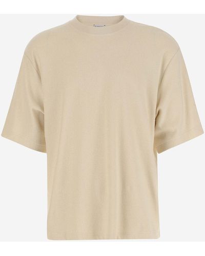 Burberry Cotton Terry T-Shirt With Ekd - Natural