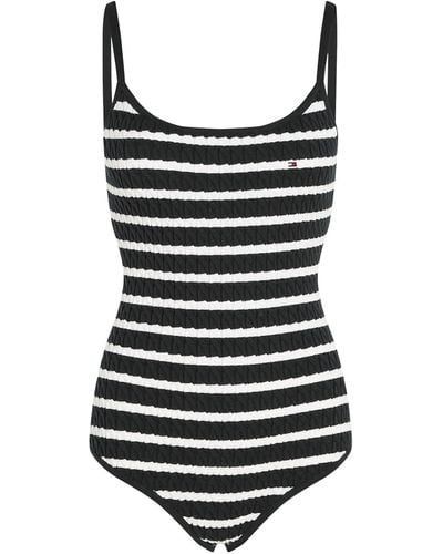 Tommy Hilfiger Striped One-Piece Swimsuit - Black