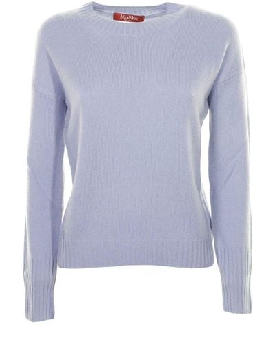 Max Mara Studio Crewneck Long-sleeved Sweater - Blue