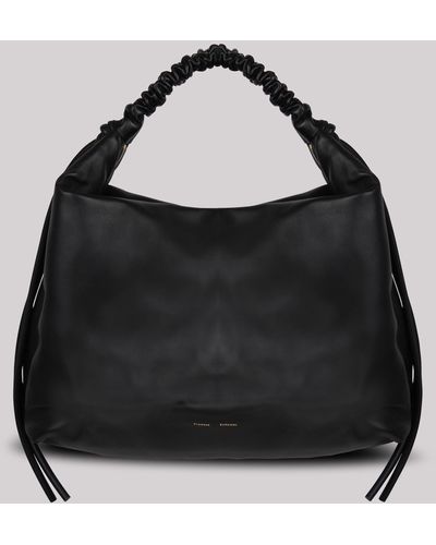 Proenza Schouler Large Drawstring Leather Shoulder Bag - Black