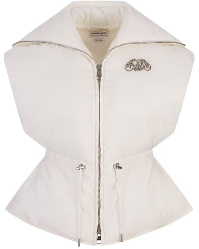 Alexander McQueen Padded Gilet With Logo Application - White