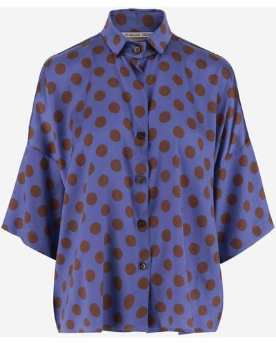 Stephan Janson Polka Dot Silk Shirt - Blue