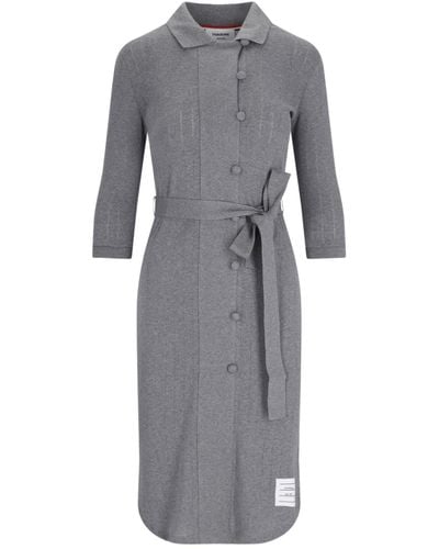 Thom Browne Wool Midi Dress - Grey