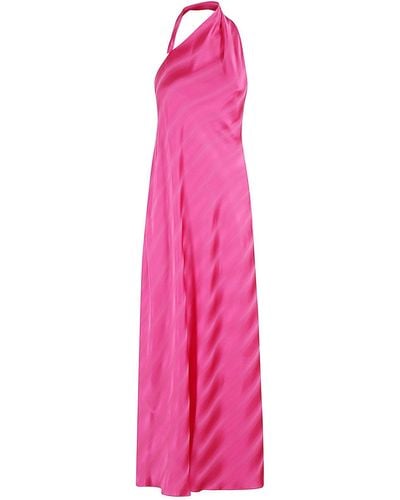 Giorgio Armani One-Shoulder Asymmetric Neck Satin Dress - Pink