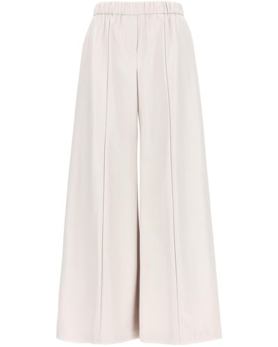 Nude Faux Leather Trousers - White