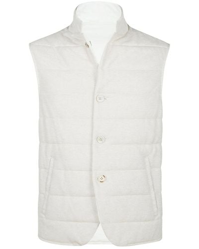 Eleventy Reversible Quilted Vest - White