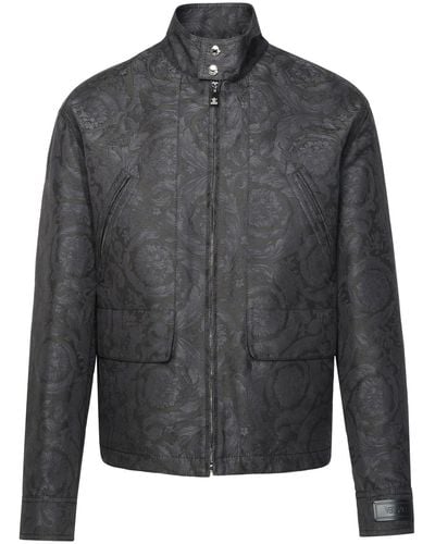 Versace 'baroque' Anthracite Cotton Jacket - Gray
