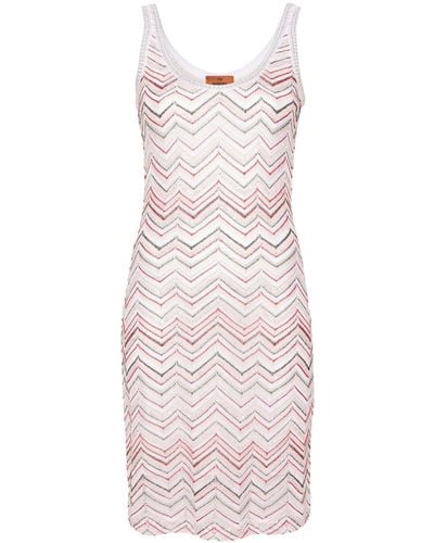 Missoni Zigzag Pattern Sleeveless Short Dress - Pink