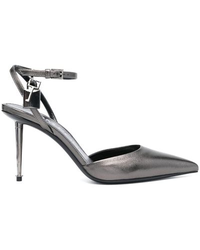 Tom Ford Padlock Leather Court Shoes - Metallic