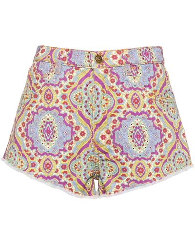 Etro Floral-Print Denim Shorts - Multicolour