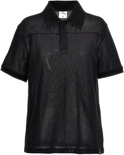 Courreges Mesh Fabric Polo Shirt - Black