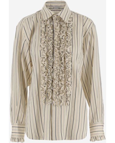 Stella McCartney Silk Blend Shirt With Ruffles - Natural