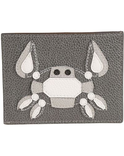 Thom Browne Single Gem Crab Card Holder - Grey