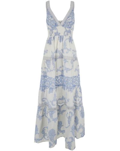 Temptation Positano Long Dress With Light Floral Print - White