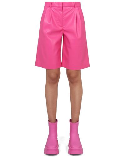 MSGM Faux Leather Bermuda Shorts - Pink