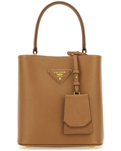 Prada Camel Leather Small Panier Handbag - Brown