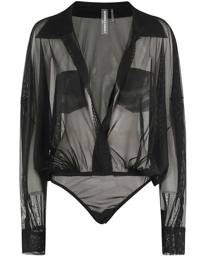 Norma Kamali Super Os Bf Nk Shirt Bodysuit - Black