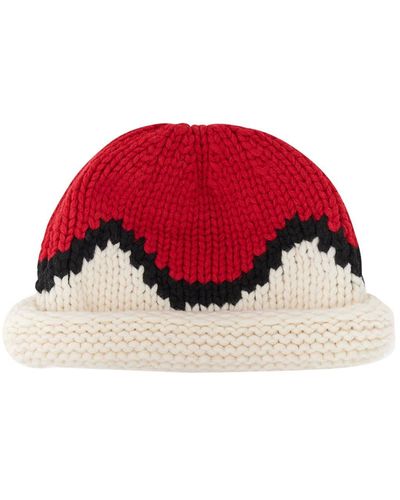 KENZO Jacquard Knit Beanie Hat - Red