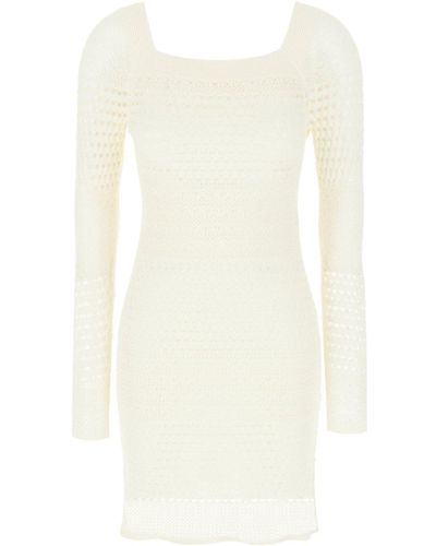 Tom Ford Open-Knit Long-Sleeved Mini Dress - White
