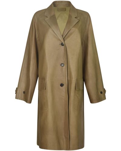 Prada Mid-Length Buttoned Coat - Natural