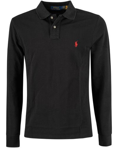 Ralph Lauren Long Sleeve Polo T Shirt - Black