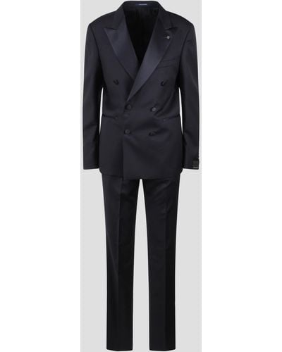 Tagliatore Double Breasted Tailored Suit - Black