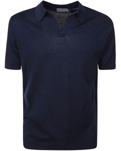 John Smedley Noah Skipper Collar Shirt Ss - Blue