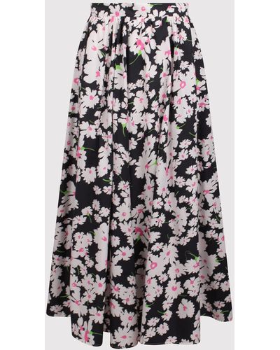 MSGM Loose Cut Long Skirt With Daisy Print - White