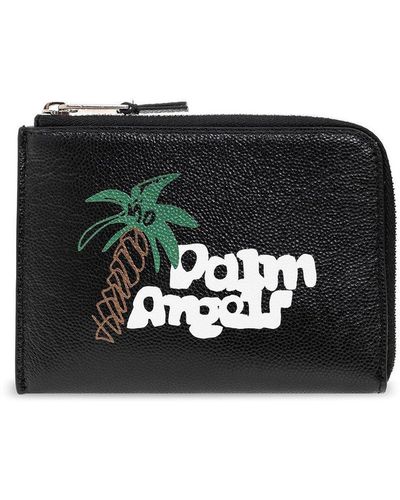 Palm Angels Sketchy Logo Printed Zipped Cardholder - Black