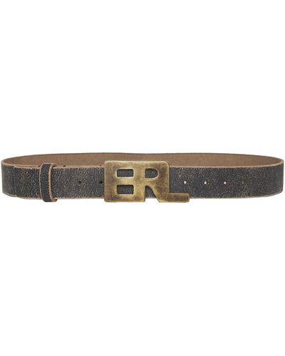 ERL Logo-buckle Leather Belt - White