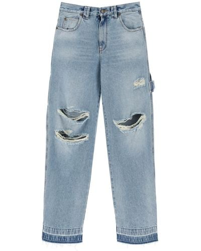 DARKPARK Audrey Cargo Jeans With Rips - Blue