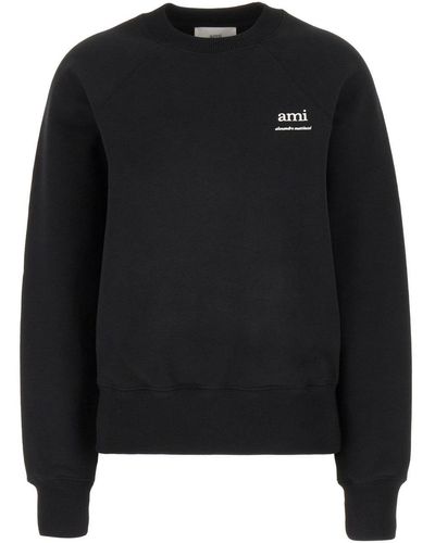 Ami Paris Logo Detailed Crewneck Sweatshirt - Black