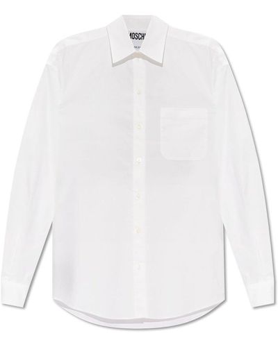 Moschino Logo Printed Long-Sleeve Shirt - White
