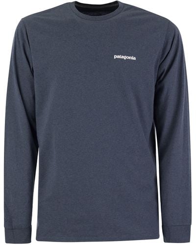 Patagonia T-Shirt With Logo Long Sleeves - Blue