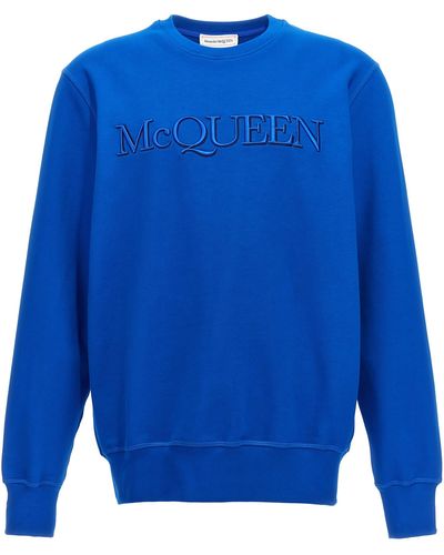 Alexander McQueen Embroidered Logo Crew Neck Sweatshirt - Blue