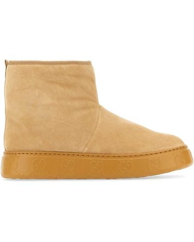 Gucci Suede Ankle Boots - Natural