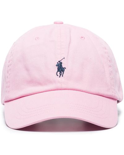 Polo Ralph Lauren Pink Baseball Hat With Blue Pony
