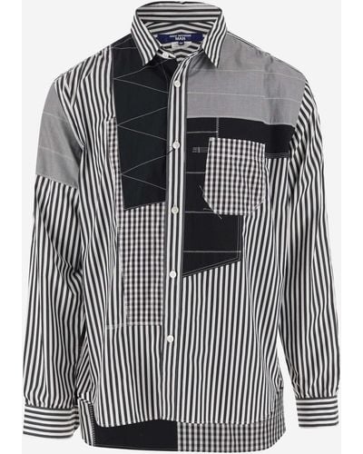 Junya Watanabe Cotton Blend Shirt With Patchwork Pattern - Black