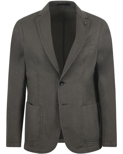Paoloni Jacket In Cotton And Linen Blend - Black